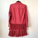Derek Lam ‎ 10 Crosby Stirling Tiered Plisse Poplin Shirt Dress Red 0 Photo 6