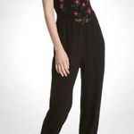 Free People Black and Red Floral Embroidered Jumpsuit Photo 0