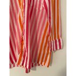 Beach Riot  Alexa Top Button Down Stripes Pink Orange White Cover Up Sunset NWOT Photo 6
