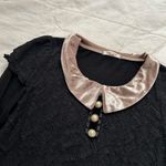 Axes Femme Black lace puff sleeve top long sleeves layered look velvet collar Size M Photo 1