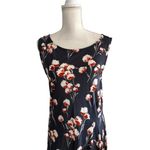 Tory Burch Navy Gray Floral MIDI Dress Size 10 Photo 2
