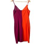 Lulus Perfect Duo Coral Red and Purple Color Block Bodycon Mini Dress Size Large Photo 4