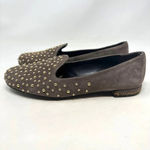 Stuart Weitzman Stuart Weitzman Brown Tan Suede Gold Studded Flat Loafers Size US 7.5 Photo 8