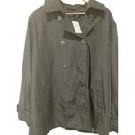 LAUREN Ralph Lauren Missing Belt Short Taffeta Trench Coat Size XXL NWOT Black Photo 2