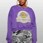 UNK NBA La Lakers Cropped Jumper Purple Womens Medium NBA Basketball Summer Sweatshirt Photo 3