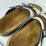 Birkenstock  Papillio Womens Slide Sandals Buckle Straps Sz 7 Metallic Silver Photo 11