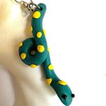 green polymer clay snake earrings Photo 4