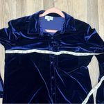 LPA  Top 16 Velvet Oversized Button Down XS blue velvet Photo 8