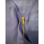 Bebe Blouson Wrap Top Office Career Blue Gold Zipper Blouse Photo 3