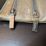 HOBO Tan Leather Shoulder Bag with Zippers small wallet Photo 2