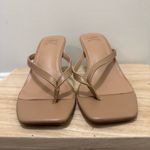 INC Nude Beige Thong Square Toe Kitten Heel Sandals 7.5 Photo 3
