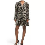 Anthropologie  Gold Metallic Foil Tunic Dress Long Sleeve Party Holiday Size XS Photo 8