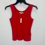 Madewell Regenerative Supima Cotton Ribbed Scoopneck Tank Festival Red XS NWT Photo 2