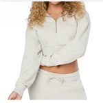 We Wore What Heather Gray Fleece Half Zip Cropped Hoodie Size Small EUC Photo 1