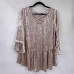 easel  Tunic Top Womens M Pink Velvet Lace Boho Hippie Coquette Fairy Romantic Photo 6