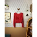 Free People  Red Floral Lolita Peasant-Style Smocked Top - Size - Small Photo 3