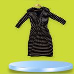 Bailey 44 Arcade Dress Stripe Midi Quarter Sleeves Grey Black Size Small Photo 1