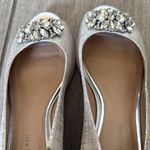 Antonio Melani  Rhinestone Jeweled Wedge Heels 7 Silver‎ Peep Toe Photo 6