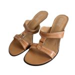 Franco Sarto Y2K VTG. TANK LEATHER KITEN HEEL BUCKLE SANDALS 8.5 EUC Photo 3