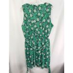 Adrienne Vittadini XL Dress Green Floral Metallic Belted Crepe Sleeveless 1227 Photo 1