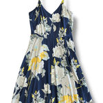 Gap  Soft Fit‎ & Flare Dress S Navy Floral Yellow Rayon Summer Spaghetti Strap Photo 0