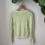 IZOD  Vintage Green + White V Neck Cable Knit Long Sleeve Sweater Photo 1