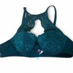Adore Me Bra Sz 38DD Luiza Teal Lace Bralette Push Up Sexy Cottagecore Photo 2