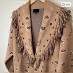 Lumiere Wild Out Bandana Fringe Cardigan. Tan Size L Photo 4