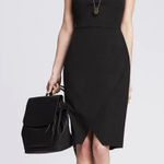 Banana Republic Banana‎ Republic Sloan-Fit Cross-Front Sheath Dress, Black SIZE 14 Midi Photo 0