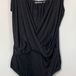 SheIn  Women's Glitter Tank Crisscross Swoop Bodysuit Black Large NWOT Photo 0