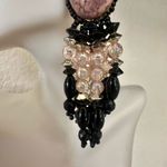 Pink and black beaded vintage statement earrings Photo 7
