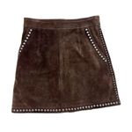 frame denim FRAME Suede Studded Mini Skirt – Size 23 - Brown Western Chic Photo 2