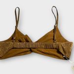 ACOA Bralette Crop Top Women's Small Brown Strappy Twisted Front Elastic Back Photo 1