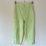 Urban Outfitters Linen Blend Myla High Rise Straight Leg Cargo Pants Lime Green Photo 2