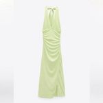 ZARA drapped fit halter dress in light pistachio Photo 8