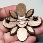 Bijoux New York Designs Orange Black Rhinestone Brooch Signed 2" Vtg Brass Photo 2