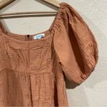 Louna Rust Orange Tiered Cotton Mini Dress MEDIUM Photo 3