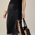J.Crew NWT  Gwyneth lace-trim slip skirt in textured satin black sz XXS Photo 0