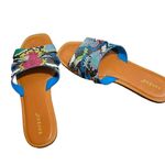 Bamboo Women's multicolor Snake Skin Straps Flats Sandals Photo 5