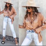 ACOA Leopard Satin blouse Size M Photo 2