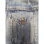 Able Women Blue Original Wash Collared Button Front Distressed Merly Jacket Med Blue Photo 7