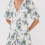 Veronica Beard NWOT Dewey Floral Cotton Belted Mini Dress in Off White Multi 12 Photo 0