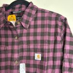 Carhartt  Rugged Flex‎ Womens Plaid Flannel Shirt Loose Fit Purple Medium M Photo 2