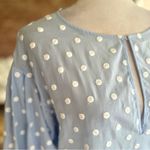 ZARA  Blue Embroidered Polka Dot Balloon Sleeve Top XS Photo 3