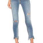 Free People We the Free Great Heights Distressed Frayed In Sky Skinny Jeans Cropped size 26 Photo 0