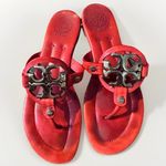Tory Burch  Miller Sandals Tory Red Gold Plated‎ Logo Size 7  Resort Beach Photo 5