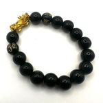 Gold tone dragon Feng shui lucky bracelet Black Photo 0