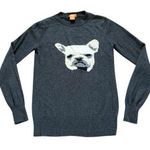 Joe Fresh  Wool Sweater Gray and White French Bulldog Frenchie Crewneck Womens XS Photo 0