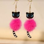 😻😻😻3 for 12$😻😻😻Pink Cat Earrings with Black Accents Pink Photo 1