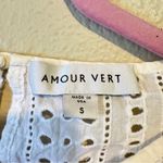 Amour Vert  White Organic Cotton Cropped Blouse Womens S Eyelet Puff Sleeve Basic Photo 3